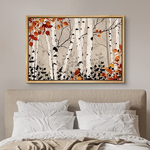 Canvas Print Vibrant Orange Autumn Fall Forest Realism Decorative Landscape N789