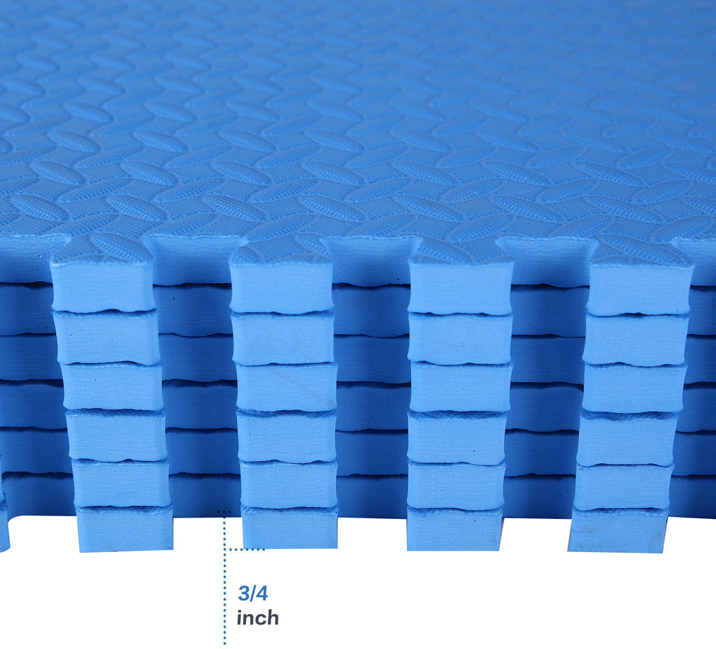 1 In. Thick EVA Foam Interlocking Exercise Mat, 18 Piece Black S7083