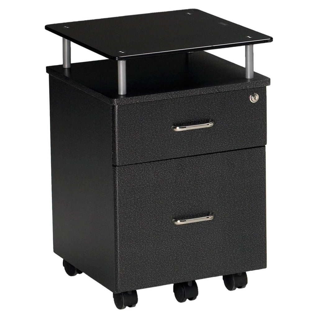 Anthracite Locking Box/File Pedestal with Black Glass C94464