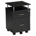 Anthracite Locking Box/File Pedestal with Black Glass C94464