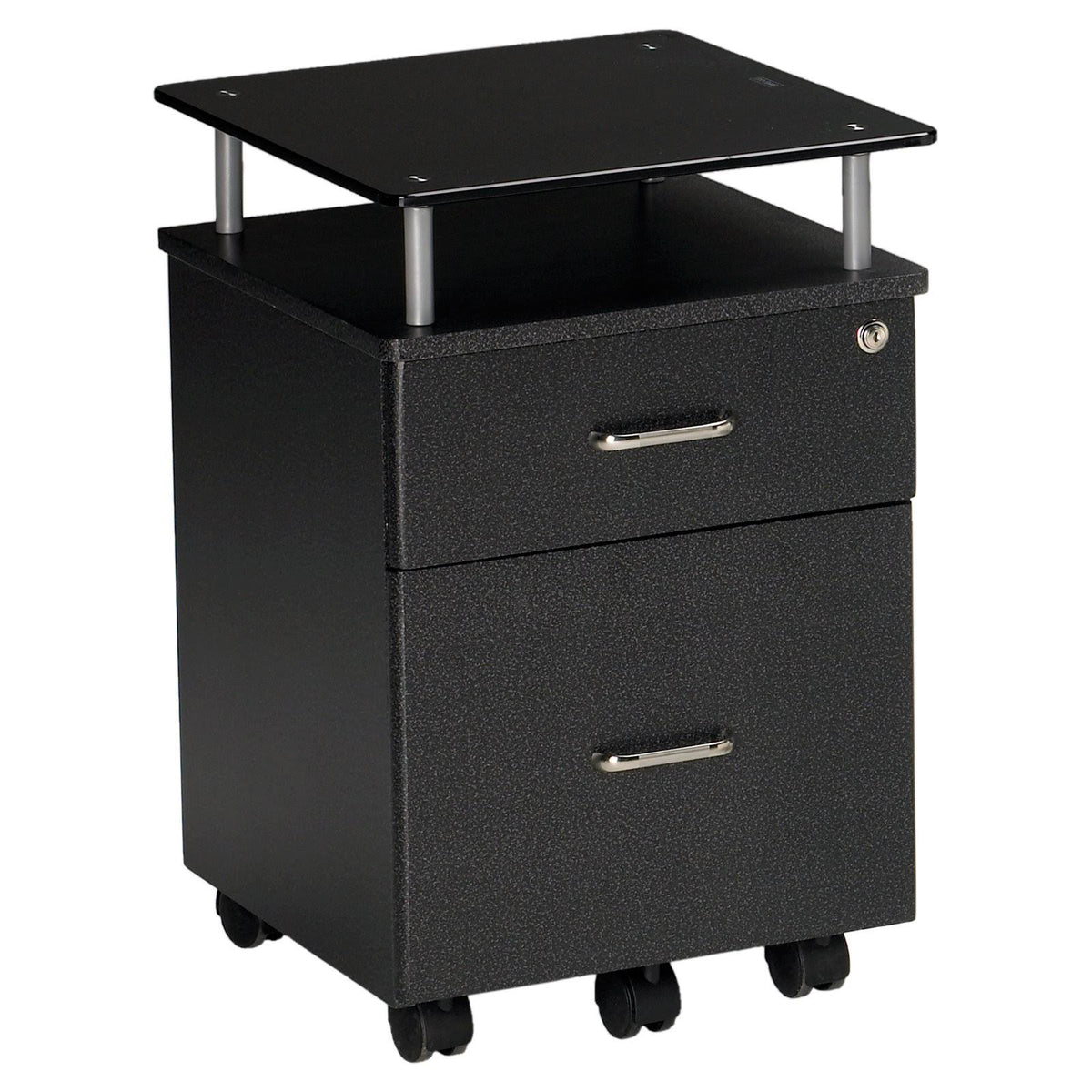 Anthracite Locking Box/File Pedestal with Black Glass C94464