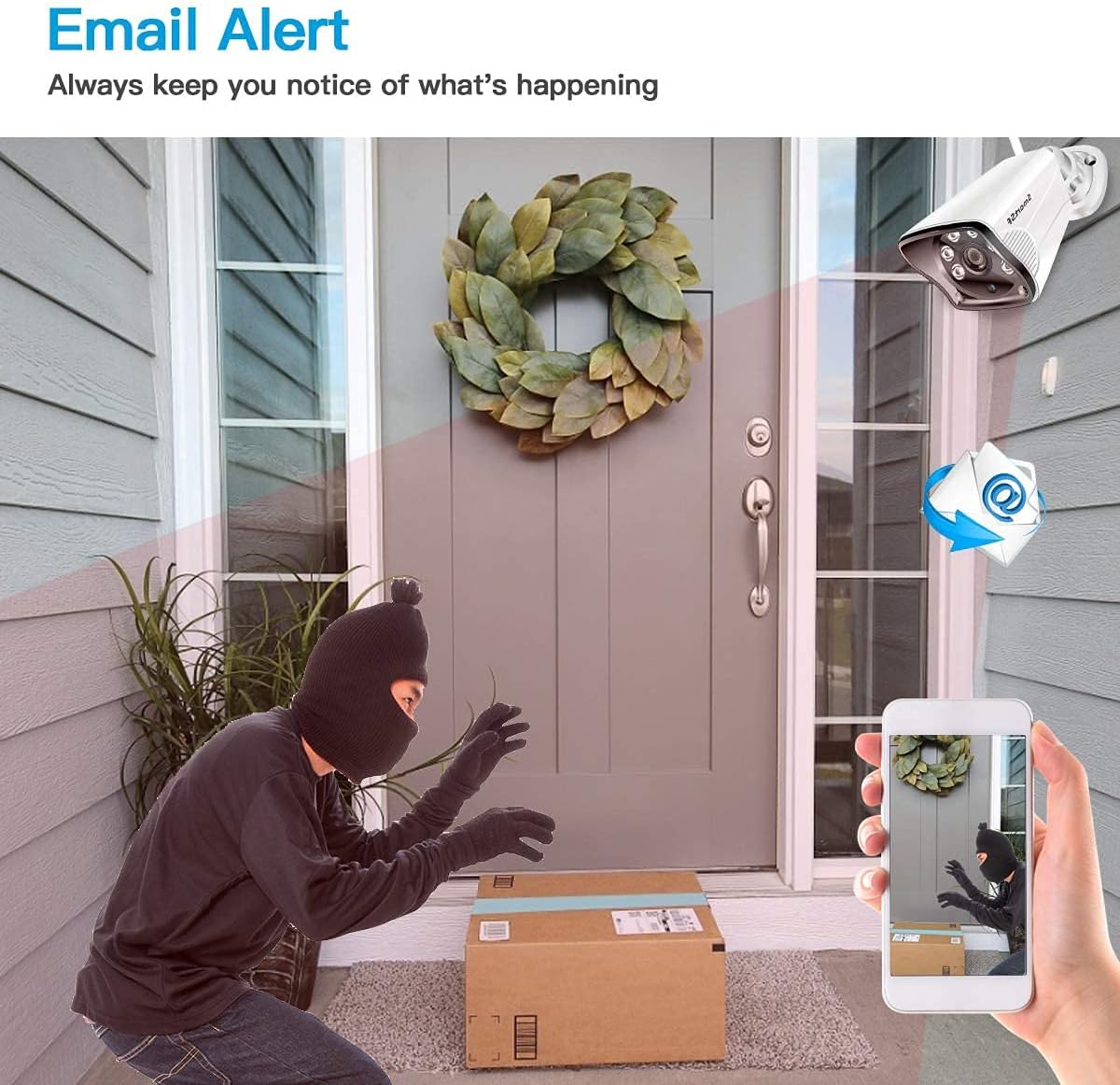 Wireless Security Camera System with 12 LCD Monitor, 2MP Outdoor, Night Vision, IP66 Q81513