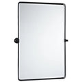 Black Metal Framed Tilting Beveled Rectangle Bathroom Mirror 23x35" V882