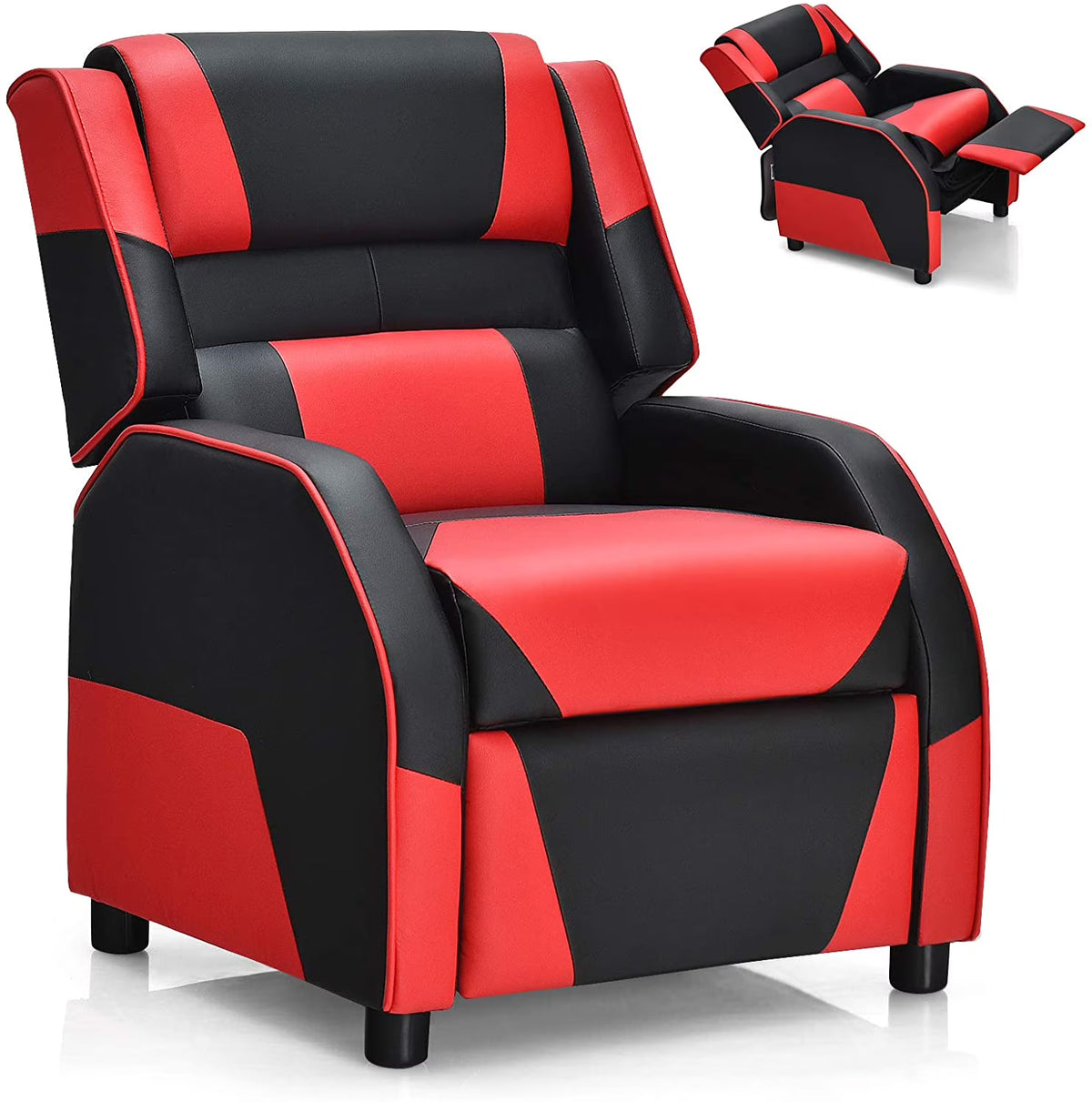 Red Ergonomic Leather Recliner Chair for Children U434513