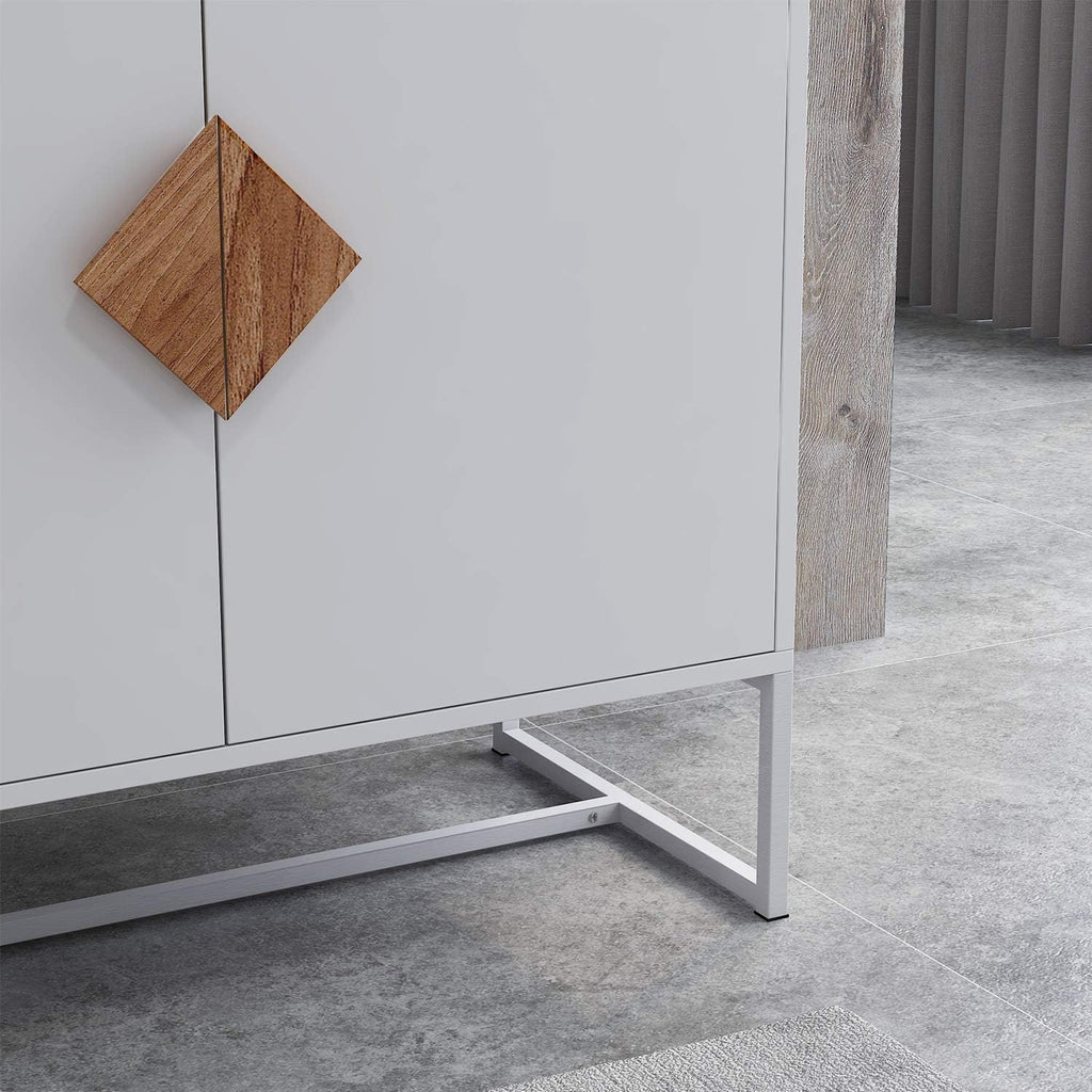White 2 Door Sideboard with Solid Wood Handles and Metal Legs N402