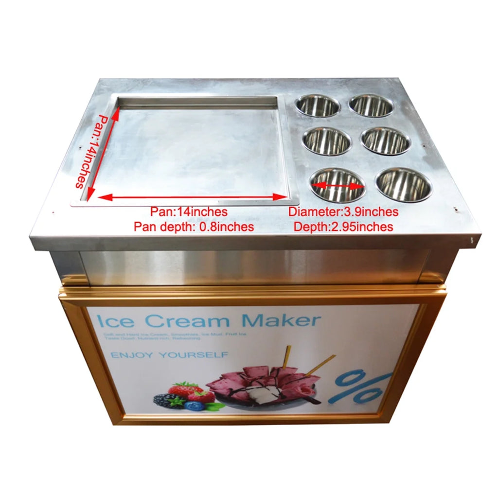 Commercial Fried Yogurt Machine with Dust Cover & 6 Buckets O48831