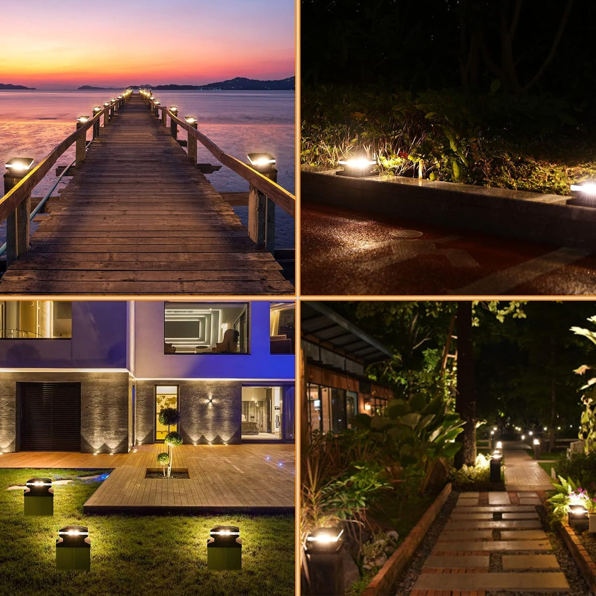 8pcs LED Waterproof Solar Post Cap Lights F78197