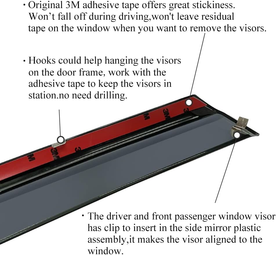 Smoke Gray Polycarbonate Window Wind Deflector with 304 Stainless Steel Trim O75158