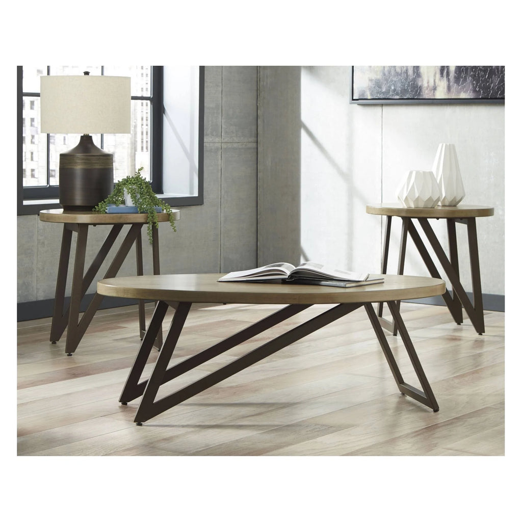Brown/Black 3 PC Occasional Table Set D763592