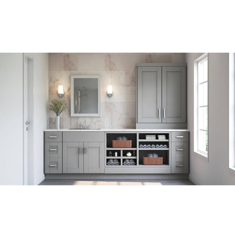 Dove Gray Farmhouse Apron-Front Sink Base Kitchen Cabinet E215471