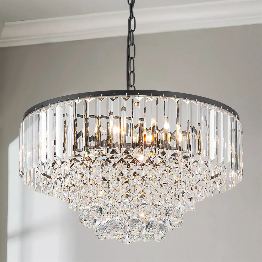 5-Light Tiered Drum Crystal Chandelier W17978