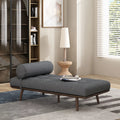 Charcoal Fabric Tufted Chaise Lounge with Bolster Pillow A62278