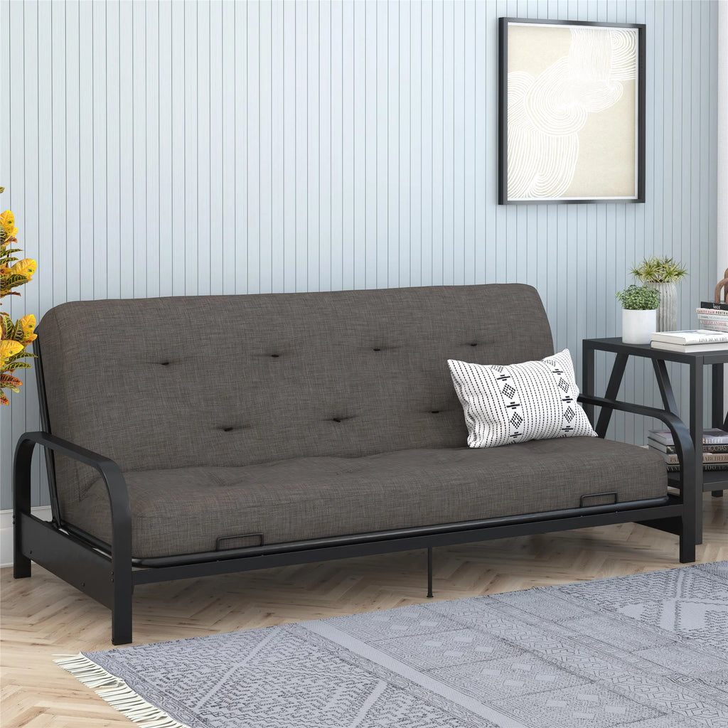 Full True Black Polyester Linen Futon Mattress Y7585