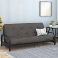 Full True Black Polyester Linen Futon Mattress Y7585