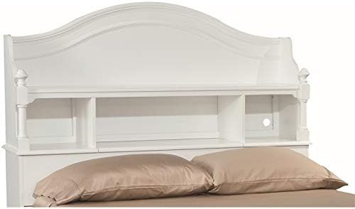 Full 4 Shelf Bookcase Headboard in White Wood N25309