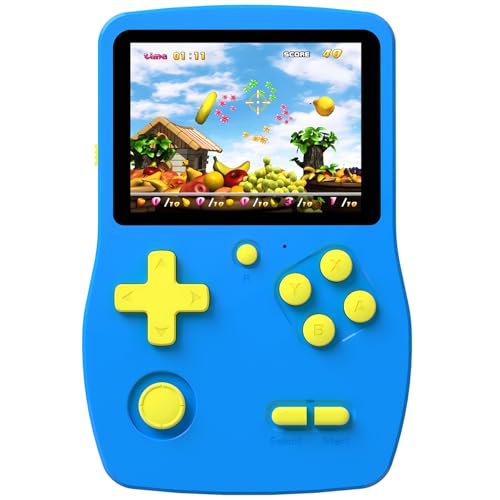 32 Bit Handheld Games with 139 Video Games 3.0 Inches IPS Screen Rechargeable Gaming Device (Blue) K162