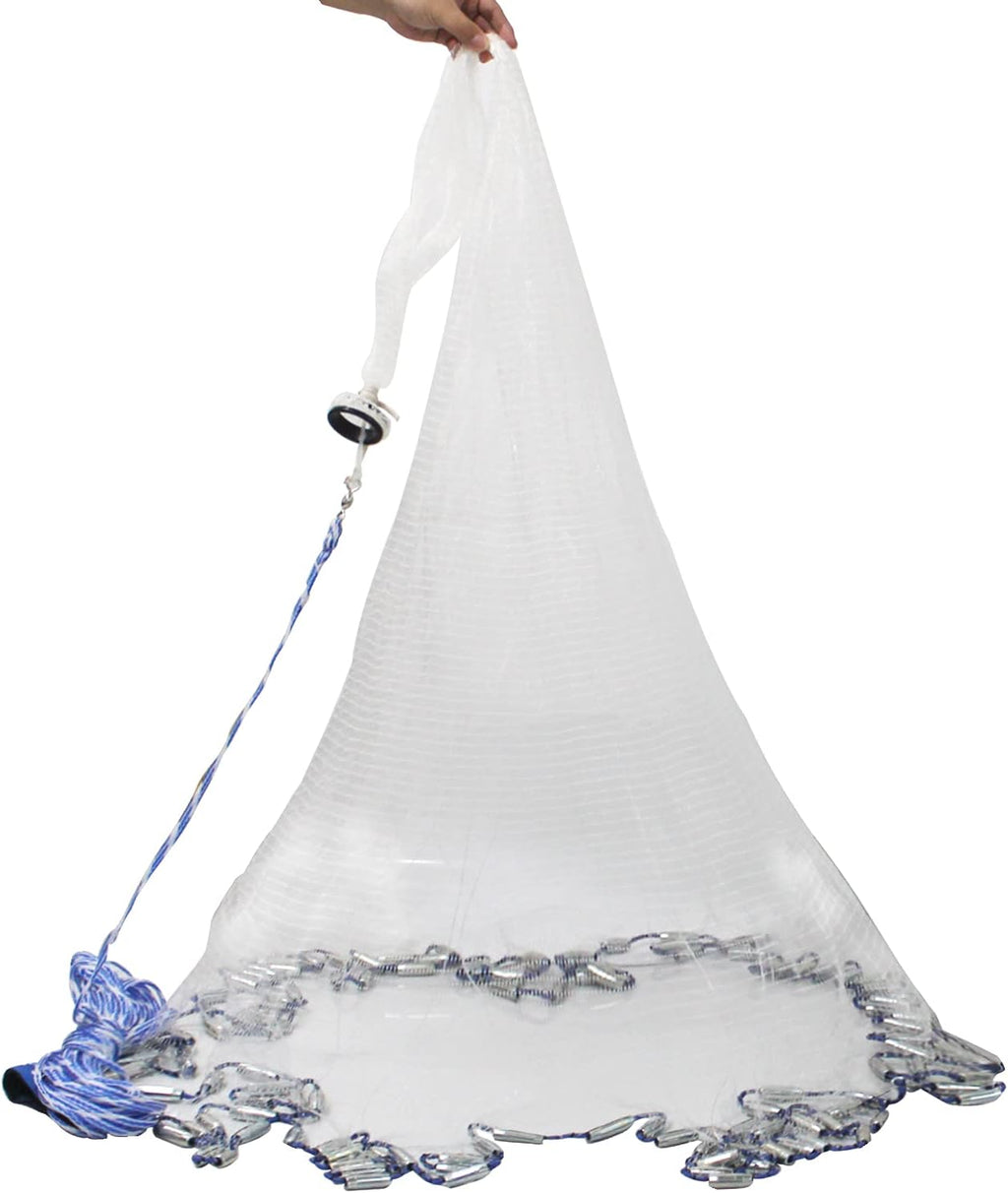 Saltwater Fishing Cast Nets 4Ft Radius Size with Stainless Steel Round Weights, 3/8 in Mesh Size Pack of 2 I154947