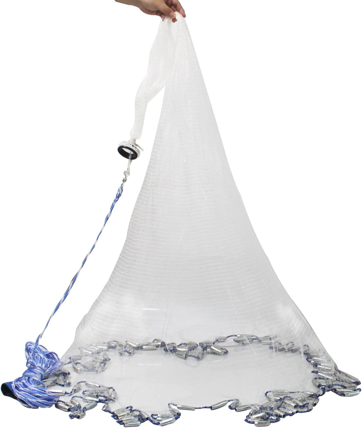 Saltwater Fishing Cast Nets 4Ft Radius Size with Stainless Steel Round Weights, 3/8 in Mesh Size Pack of 2 I154947