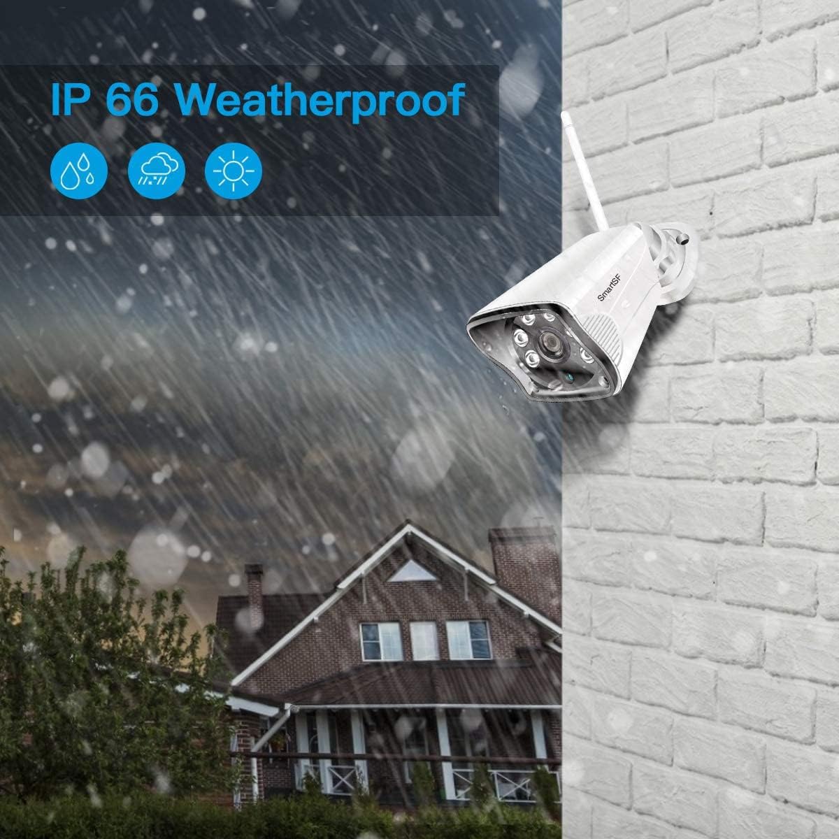 Wireless Security Camera System with 12 LCD Monitor, 2MP Outdoor, Night Vision, IP66 Q81513