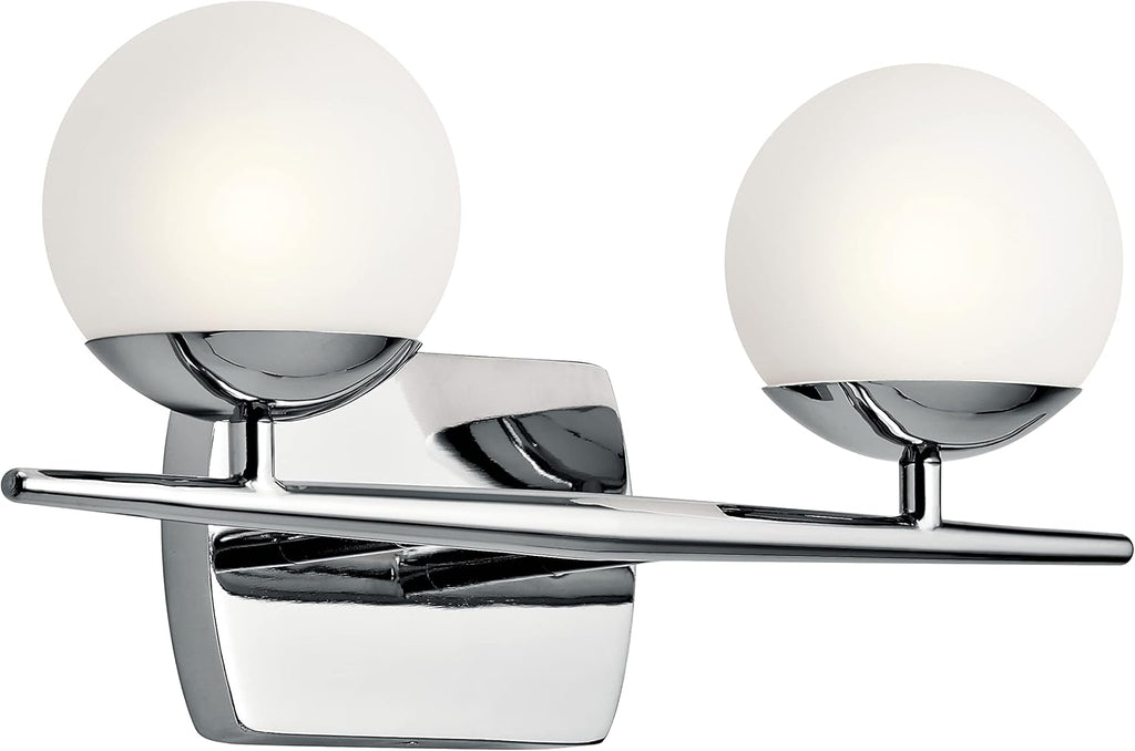 16.5 2 Light Halogen Vanity Light with Satin Etched Cased Opal Glass Natural Brass Y800055