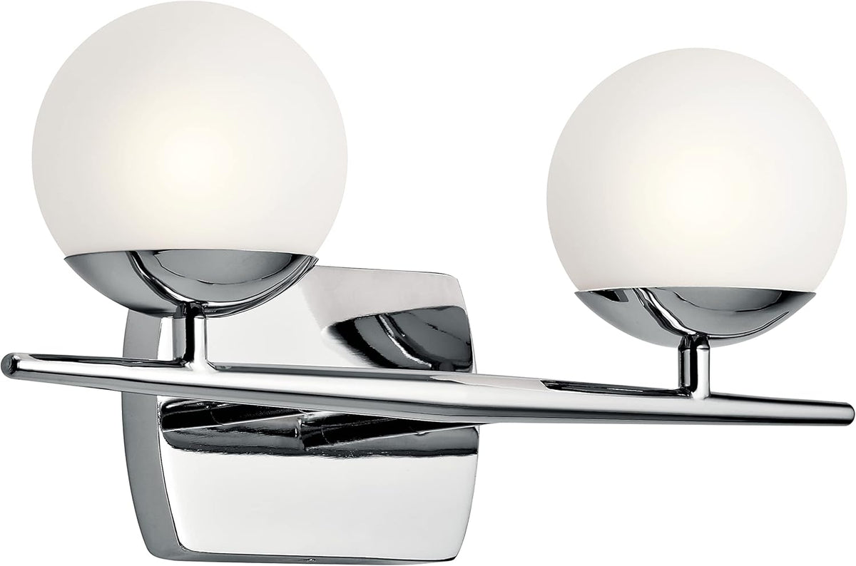 16.5 2 Light Halogen Vanity Light with Satin Etched Cased Opal Glass Natural Brass Y800055