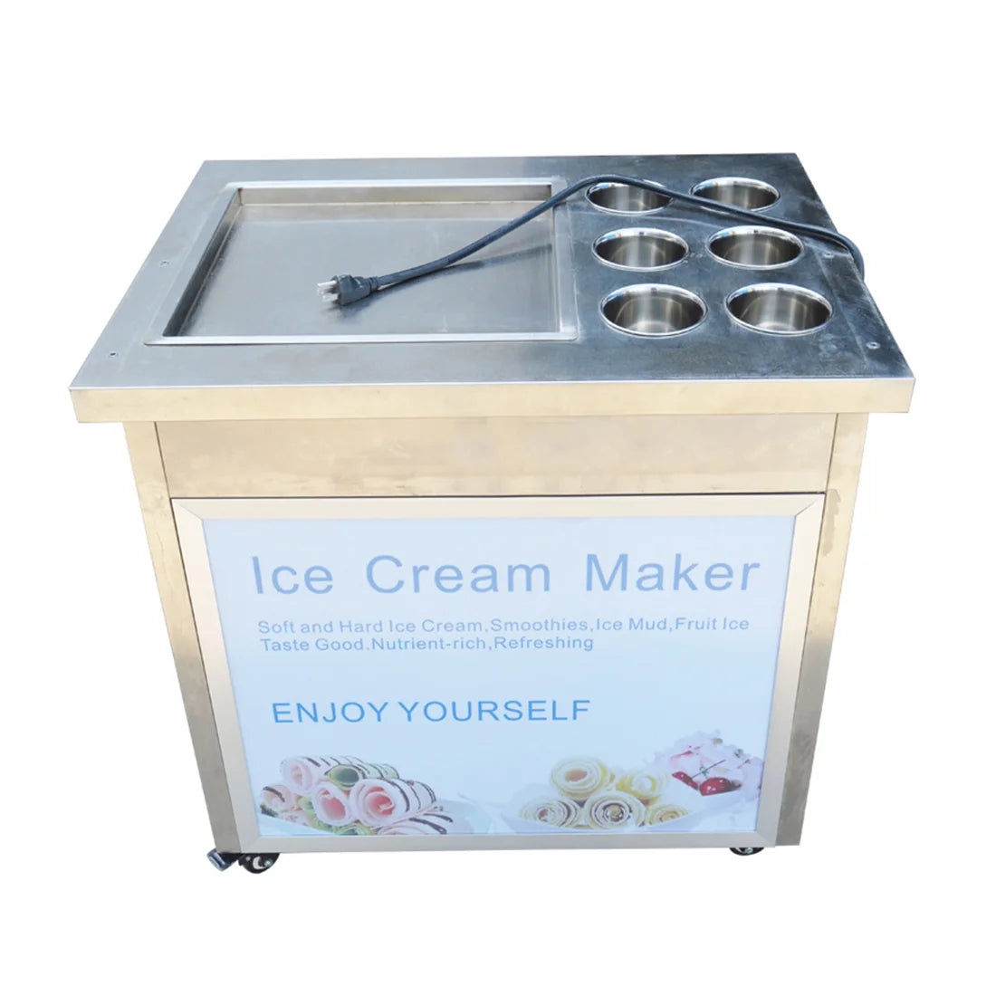 Commercial Fried Yogurt Machine with Dust Cover & 6 Buckets O48831