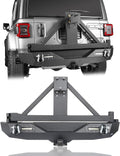 Solid Steel Rear Bumper with Spare Tire Carrier & LED Floodlights S715