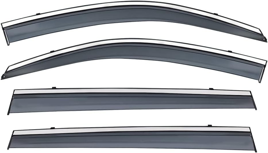 Smoke Gray Polycarbonate Window Wind Deflector with 304 Stainless Steel Trim O75158