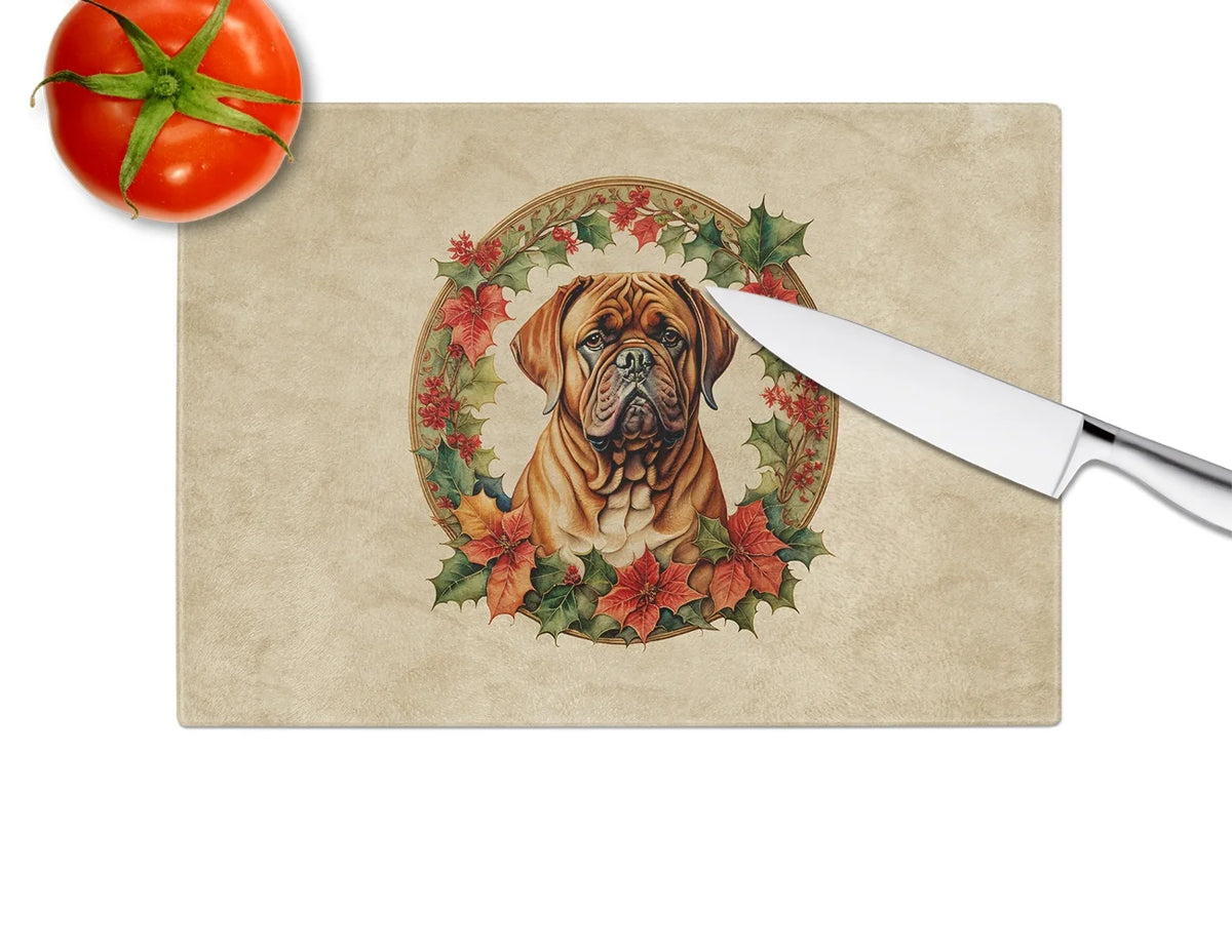 Christmas Flowers Glass Cutting Board 12 in x 15 in S9640
