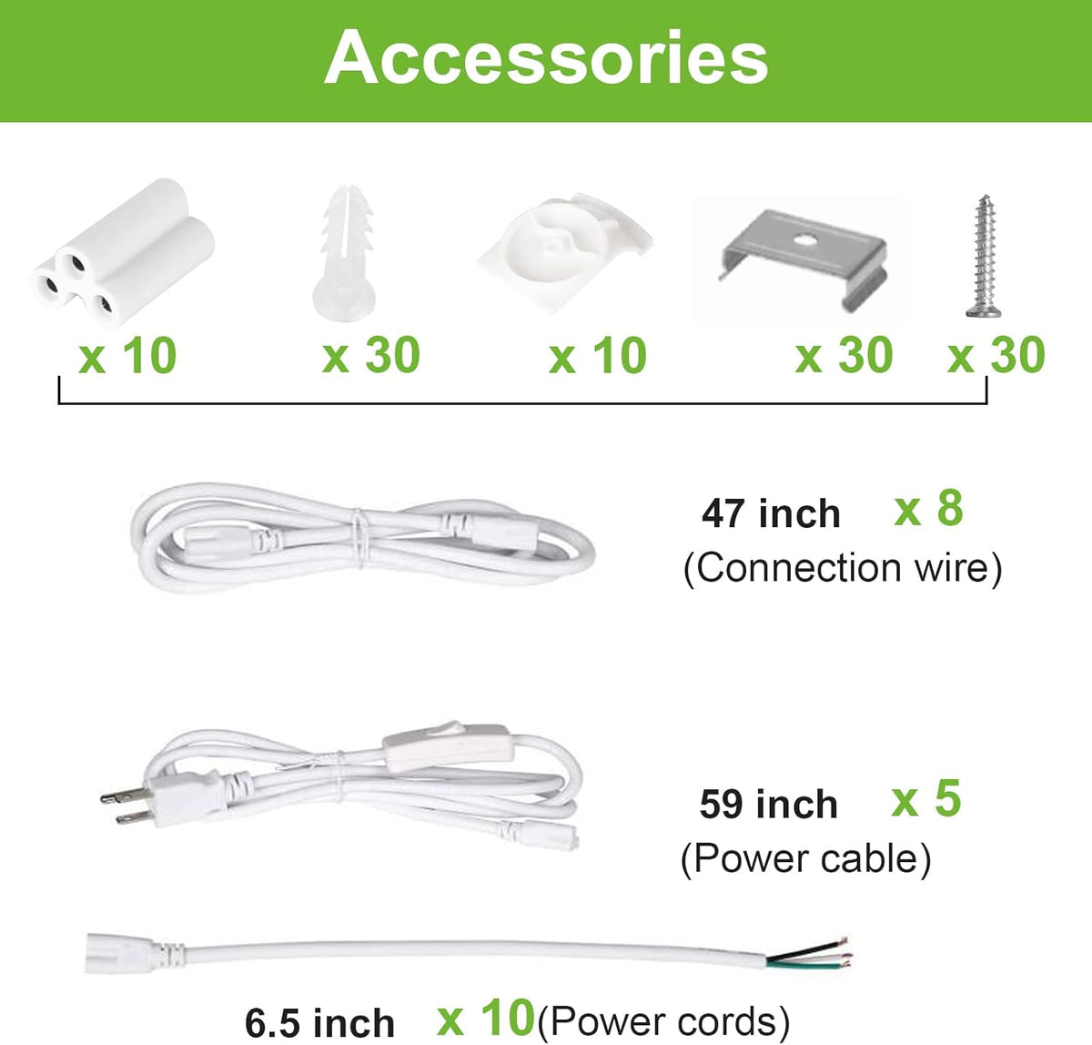 8FT LED Shop Light, 10000LM, 80W, 5000K Daylight, 10 Pack L453709