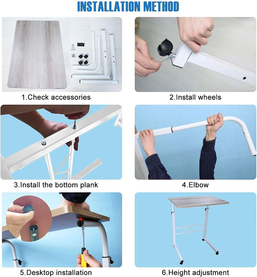 Adjustable Height Rolling Laptop Cart with Wheels J692