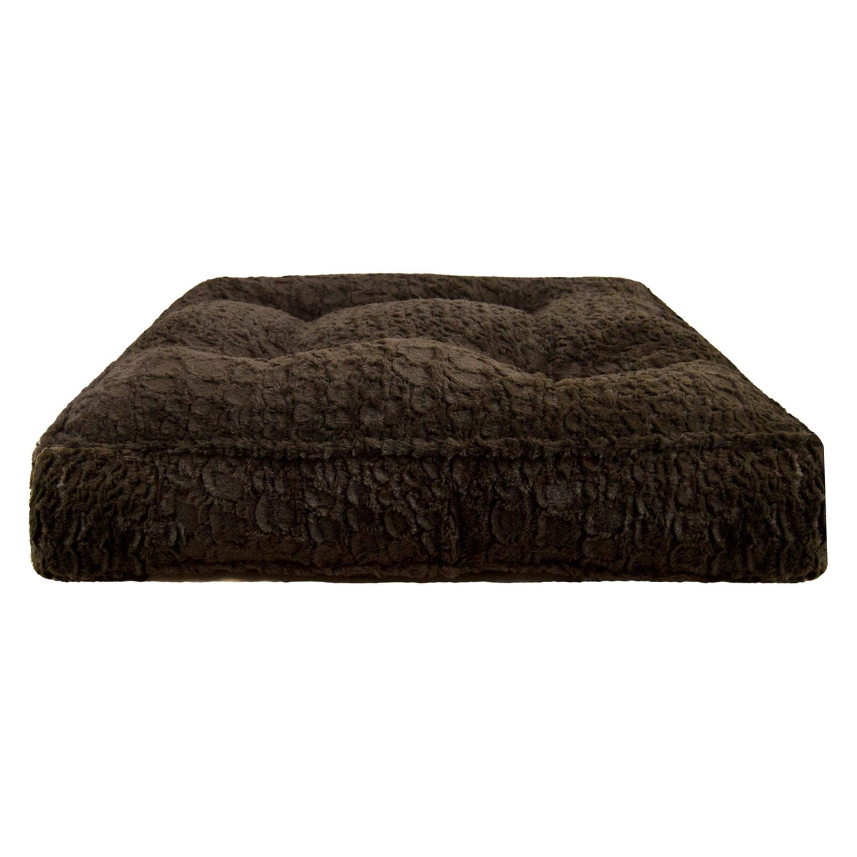 Faux Fur Rectangle Dog and Cat Bed, Serenity Brown, Medium E746