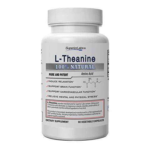 250mg 90 Vegetable Capsules L-Theanine Dietary Supplement U592