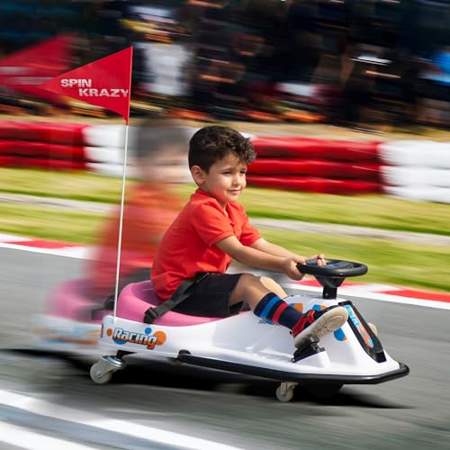 24V Electric Go Kart for Kids, Up to 7.5 mph, Brushless Motor, Pink-White E7834