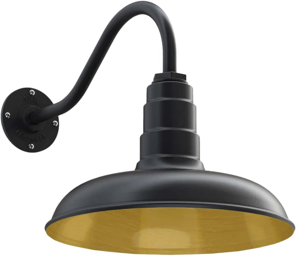 Gooseneck Barn Light with Steel Dome, 16 Gooseneck, White E63584