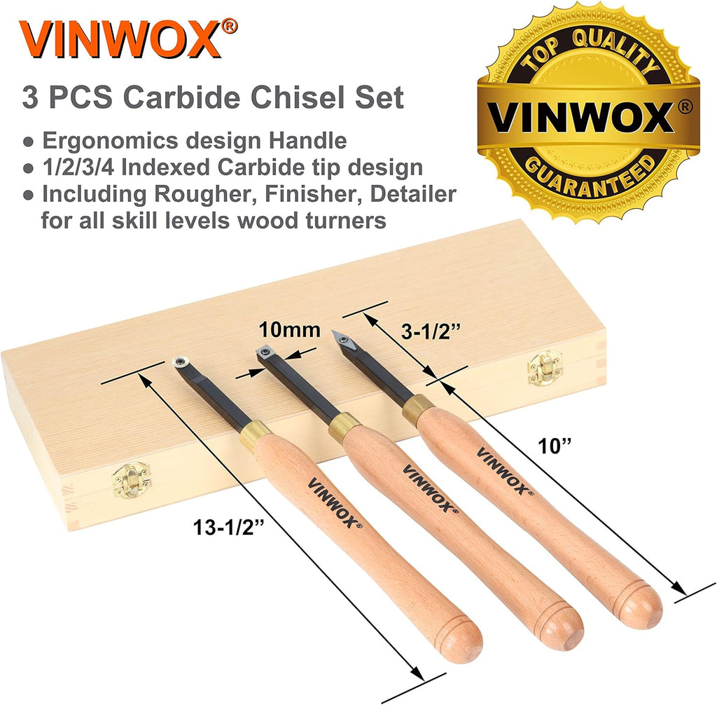 3 PCS Carbide Wood Lathe Turning Tool Set V740