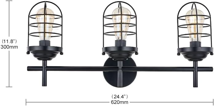 3-Light Black Vanity Light Wall Sconce S269