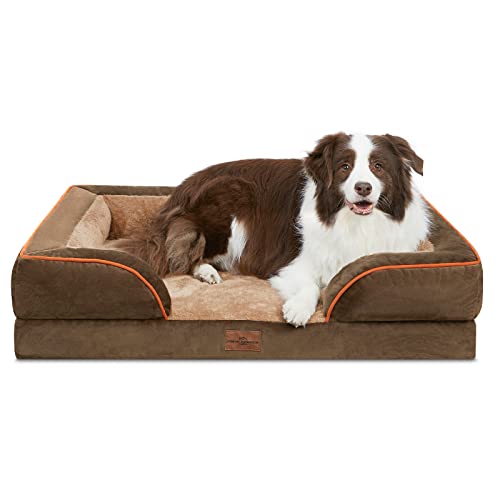 Jumbo Waterproof Orthopedic Memory Foam Dog Bed with Bolster and Removable Cover L343969