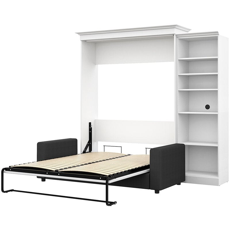 White Gray Wood Queen Murphy Bed with Sofa X82024