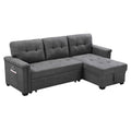 Gray Woven Fabric Sectional Sleeper Sofa with Storage and USB Charger U733711