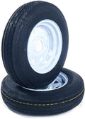 Set of 2 12" Trailer Tires Rims 5.30-12 4 Lug White Spoke Wheel Z2589