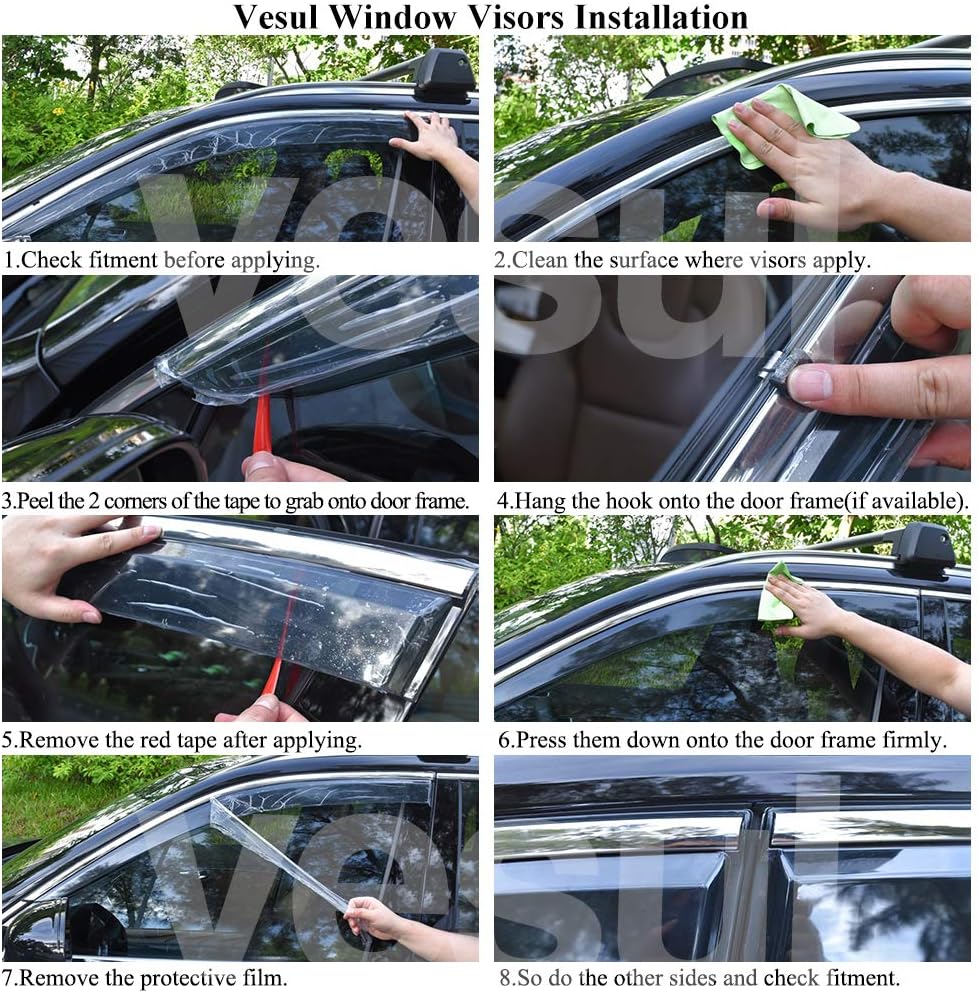 Smoke Gray Polycarbonate Window Wind Deflector with 304 Stainless Steel Trim O75158