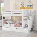 Full Over Full Bunk Bed with Stairs and 6 Storage Drawers X233921