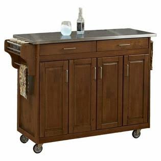 Stainless Top Kitchen Cart in Cottage Oak P153058