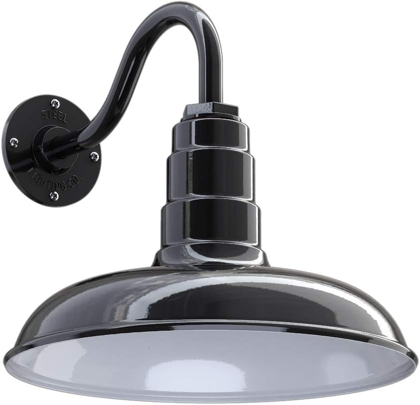 Gooseneck Barn Light with Steel Dome, 16 Gooseneck, White E63584