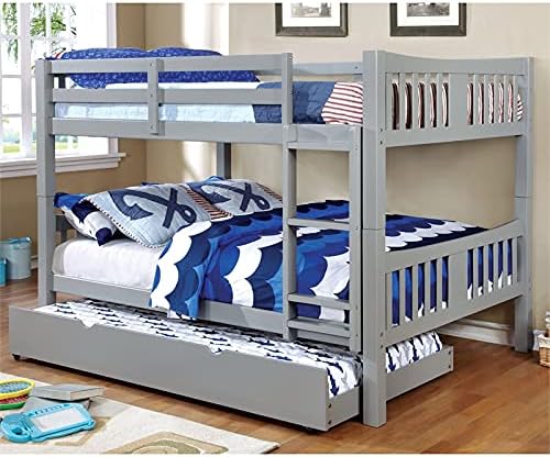 Twin Over Twin Wood Bunk Bed in Gray R271628