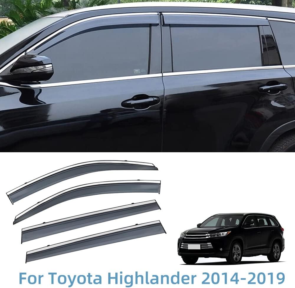 Smoke Gray Polycarbonate Window Wind Deflector with 304 Stainless Steel Trim O75158