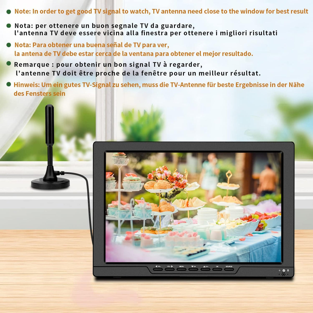 13.3 Inch Portable TV with ATSC Digital TV, Rechargeable Battery, HDMI Input A956