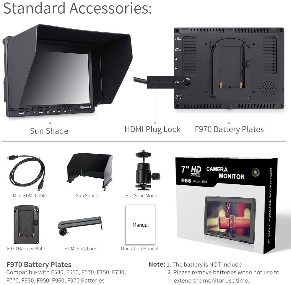 7 Inch 1280x800 IPS Field Monitor with Sunshade Q15885