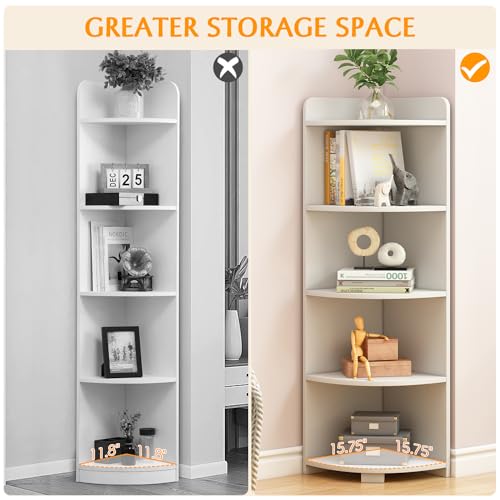 6-Tier Open Corner Shelf Tall Wooden Floor Standing Bookshelf Oak P941218